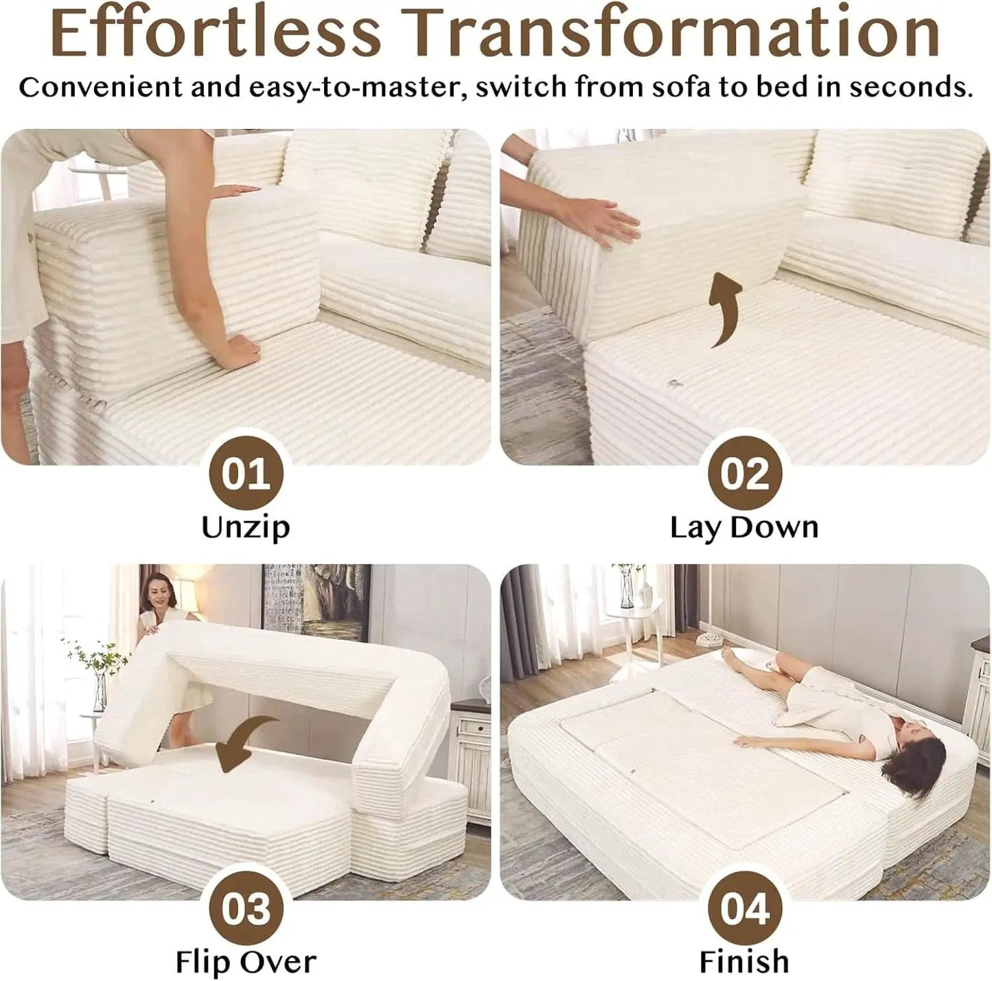 Camel King Size Corduroy Futon Pro Lux Sofa Bed Chaise Lux from PriceLows™