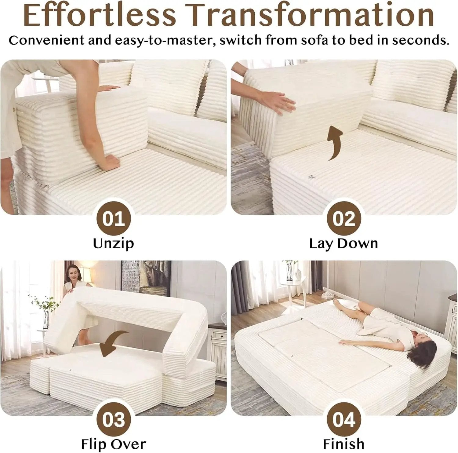 Camel King Size Corduroy Futon Pro Lux Sofa Bed Chaise Lux from PriceLows™