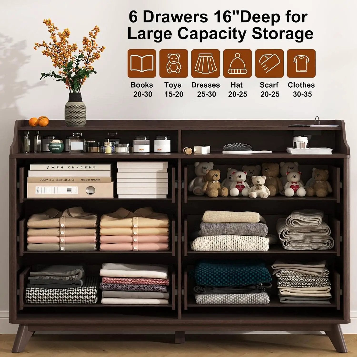 55-Inch Dresser With Integrated Charging Station USB from PriceLows™