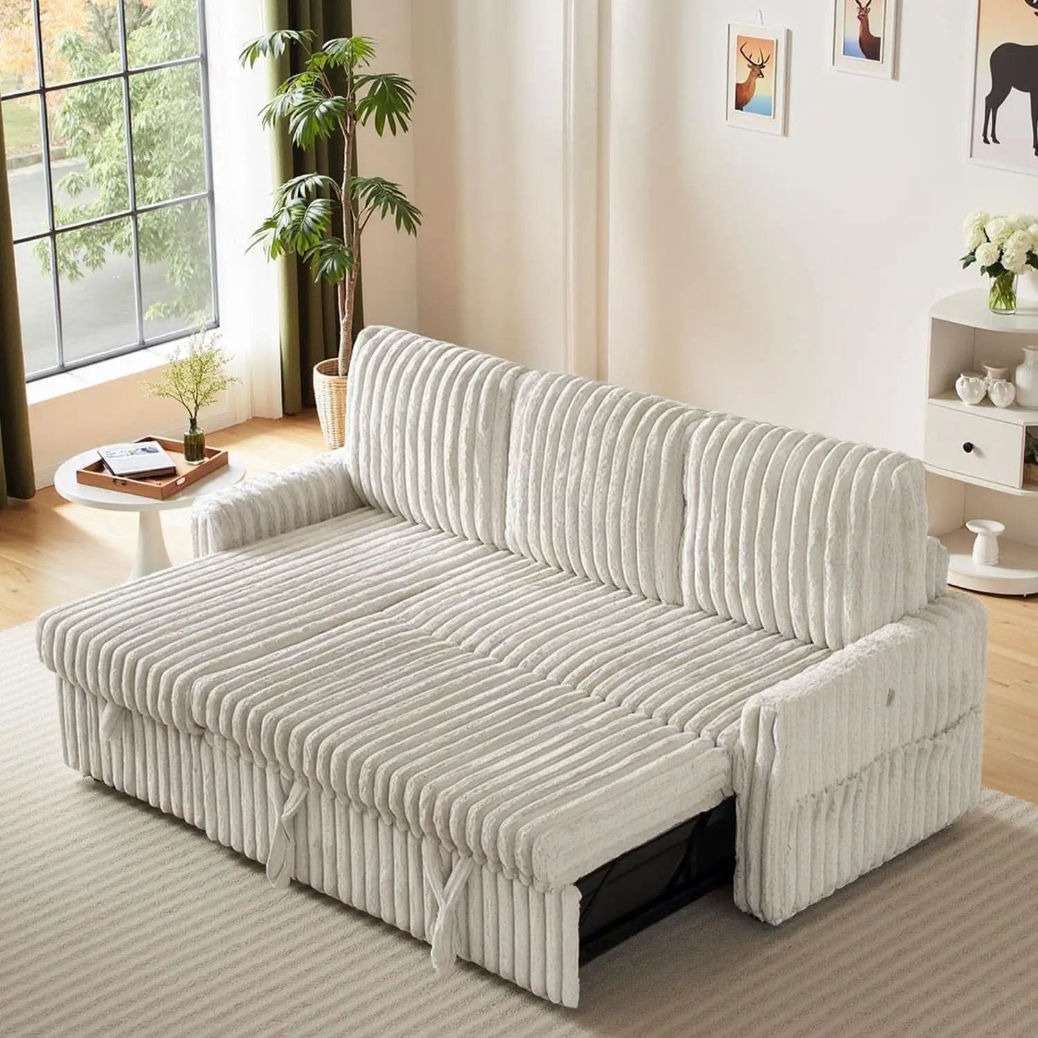 Beige 81Inch Ultra SleeperSofa With Charging Station from PriceLows™