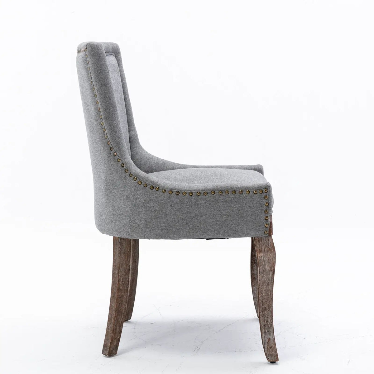 Ultra Nail Head Dining Chairs | Set Of 2 | Neutral Solid Wood Legs | Soft Fabric