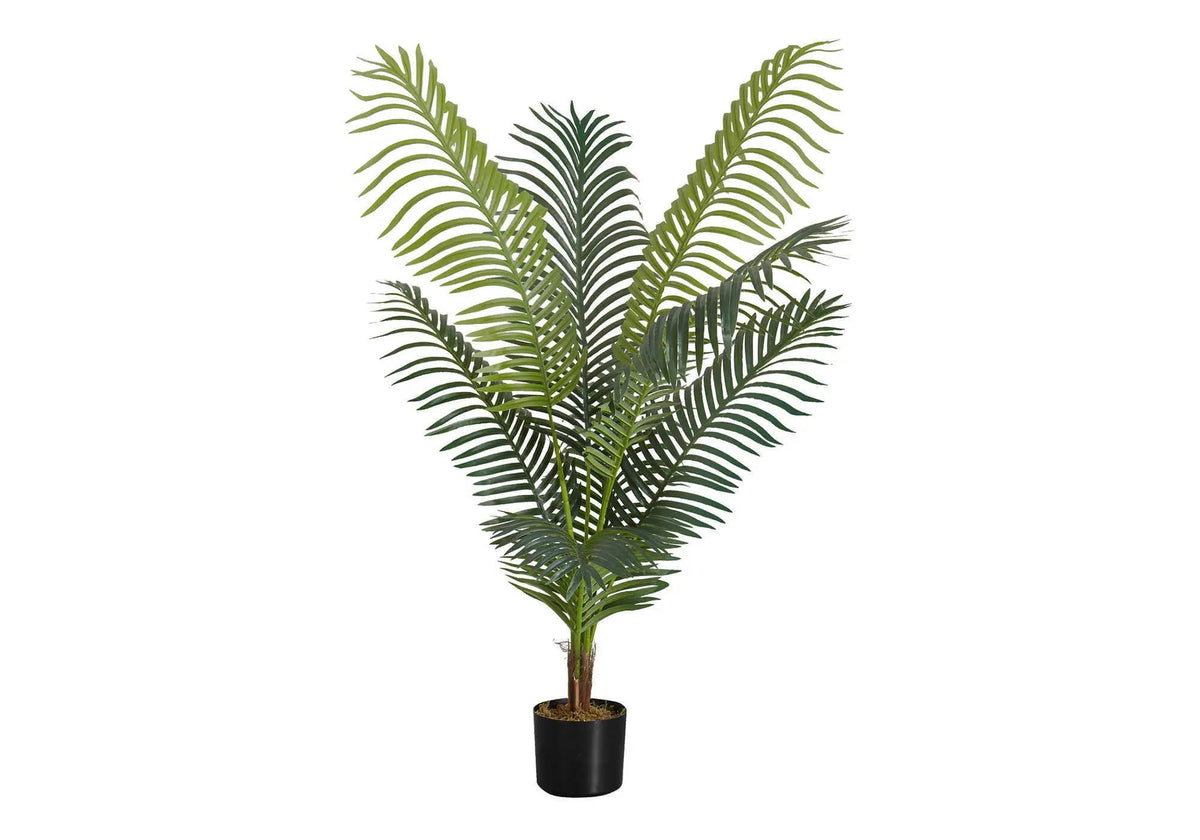 47 Inch Artificial Palm Tree | 8 Real Touch Palm Leaves | Indoor Faux Floor Plant | Potted