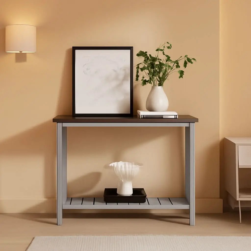 Grey Farmhouse Console Table With Shelf For Entryway from PriceLows™