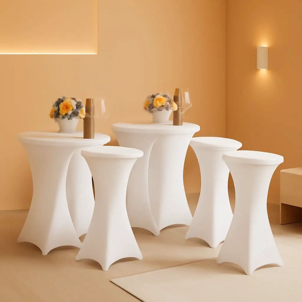White Spandex Square Cocktail Table Covers 32x43Inches from PriceLows™