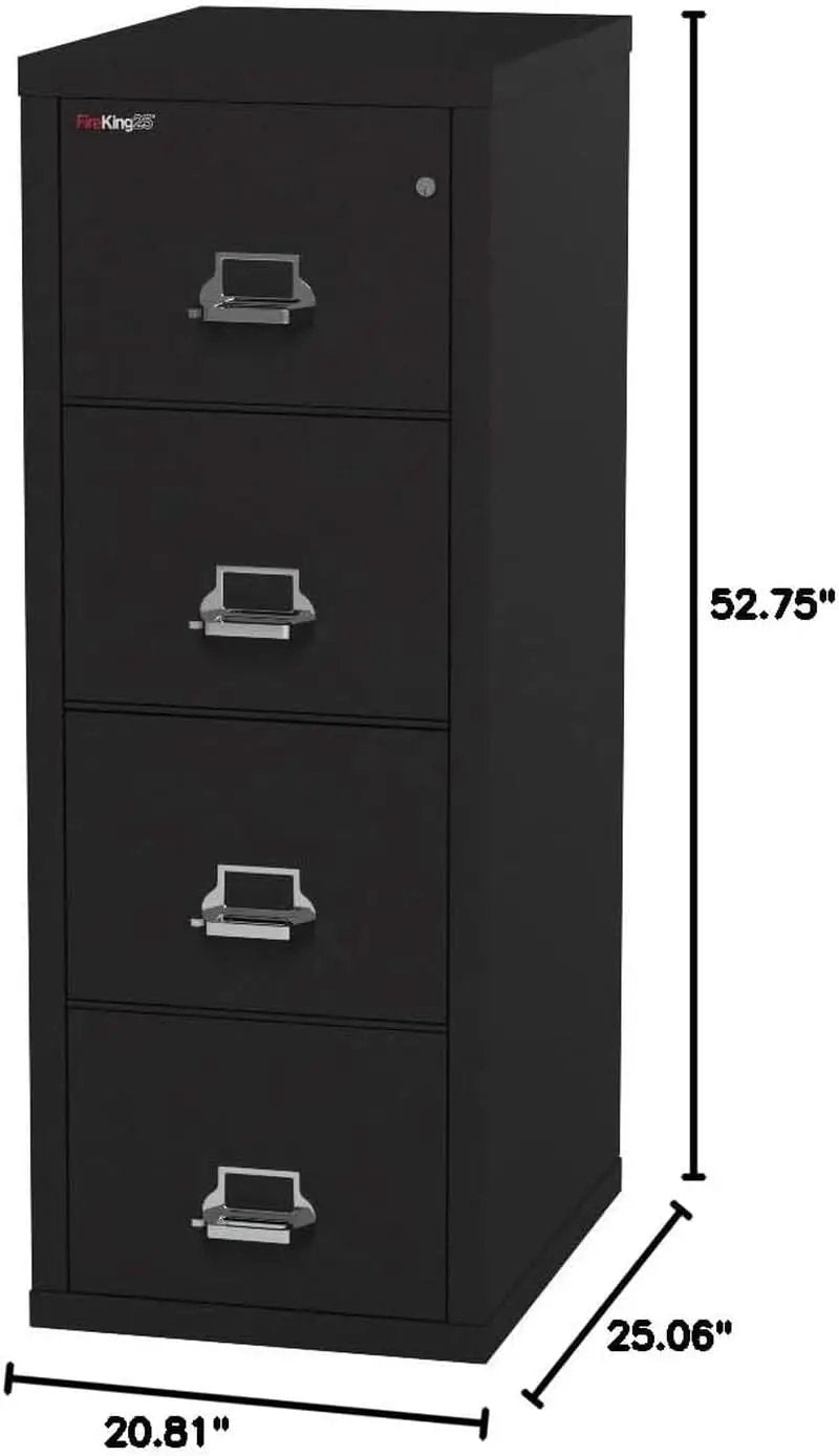 Vertical 4 Drawer File Cabinet 1 Hour Fire Rated Black from PriceLows™