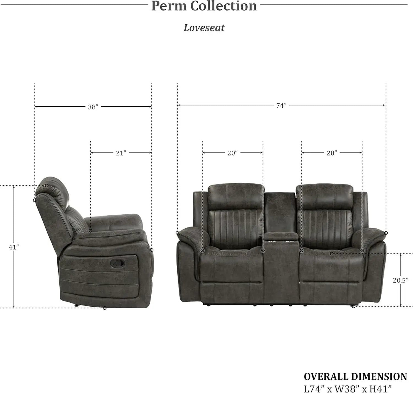 3 Piece Recliner Living Room Set In Brownish Gray Microfiber from PriceLows™