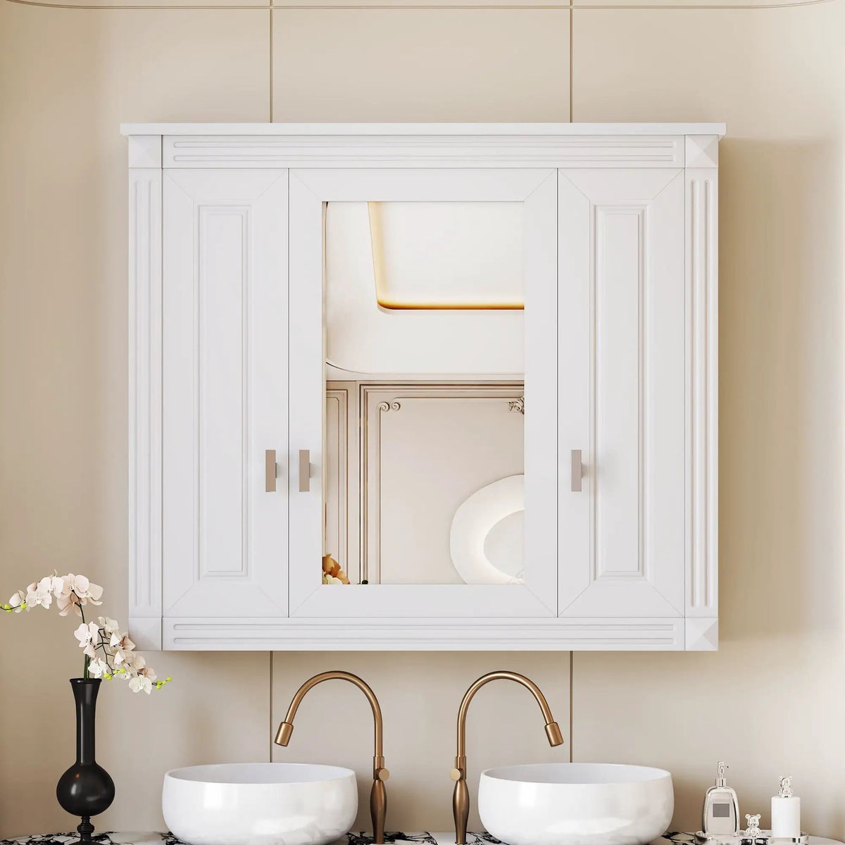 Wall Mounted Bathroom Cabinet | Mirror | 5 Shelves | Rectangular Design