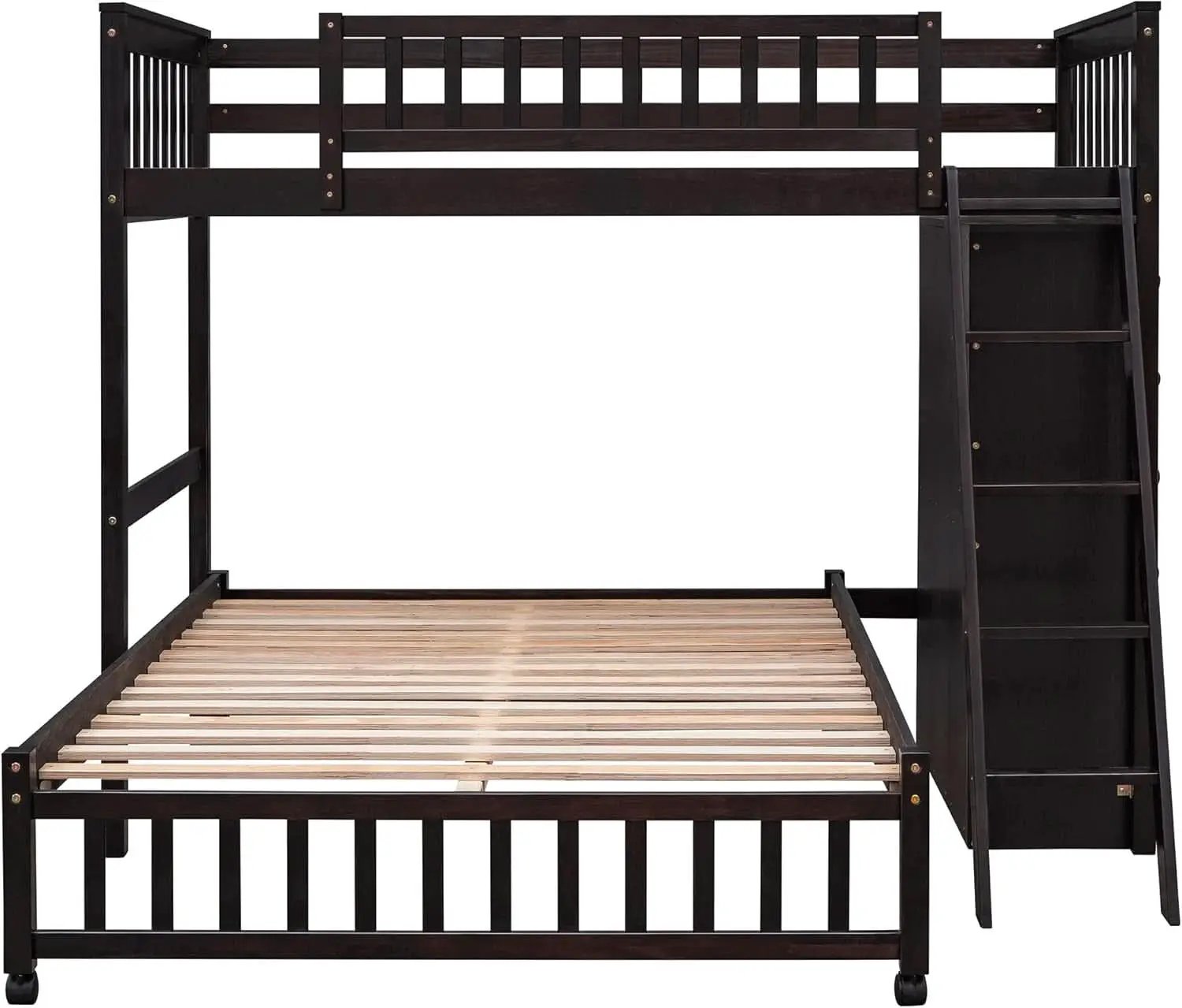 Twin Over Full Bunk Bed With Storage Solid Wood Espresso from PriceLows™