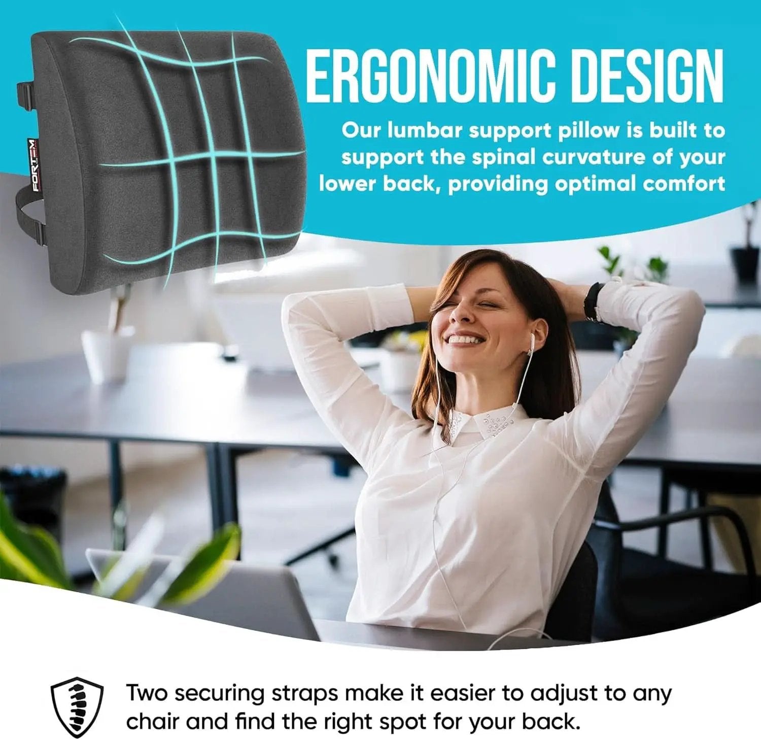 Memory Foam Lumbar Support Seat Cushion For Office Chair from PriceLows™