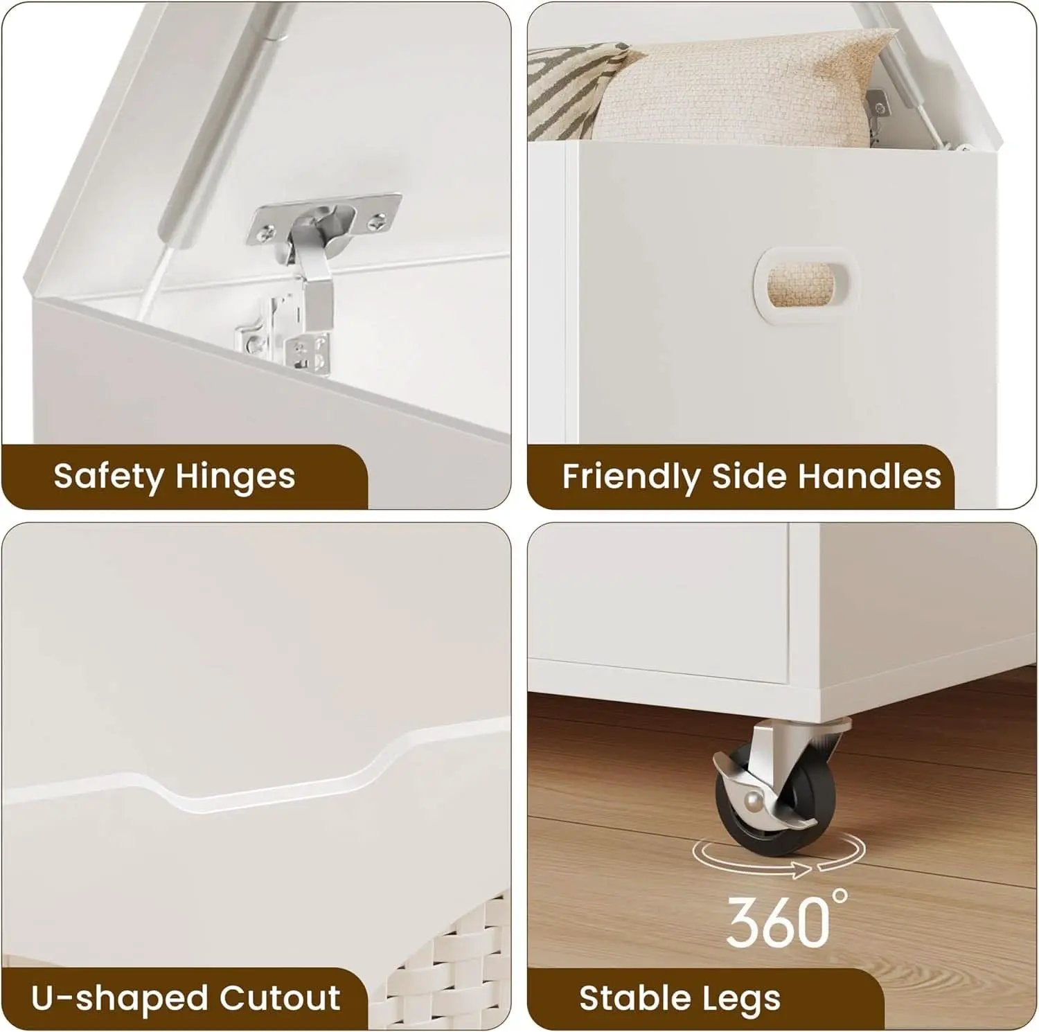 White Wooden Storage Bench On Wheels from PriceLows™