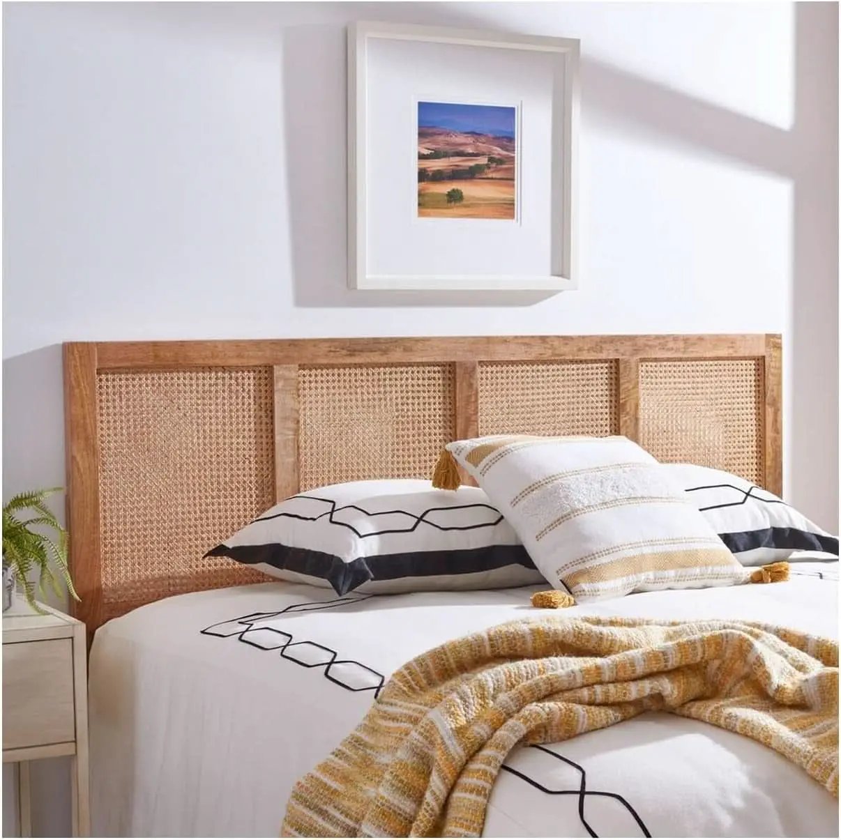 Natural Cane King Headboard with Sturdy Mango Wood from PriceLows™