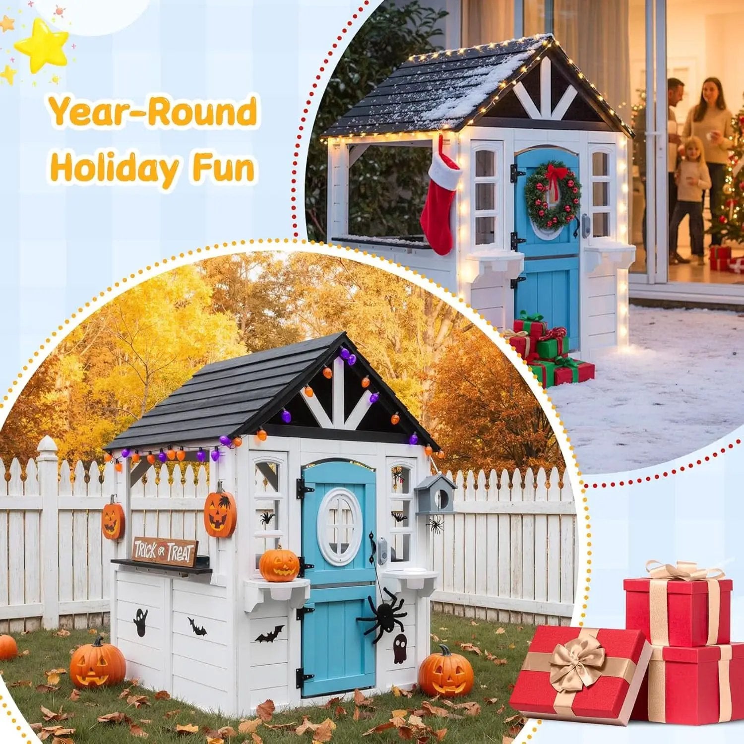 Wooden Outdoor Playhouse With Dutch Door Kitchenette from PriceLows™