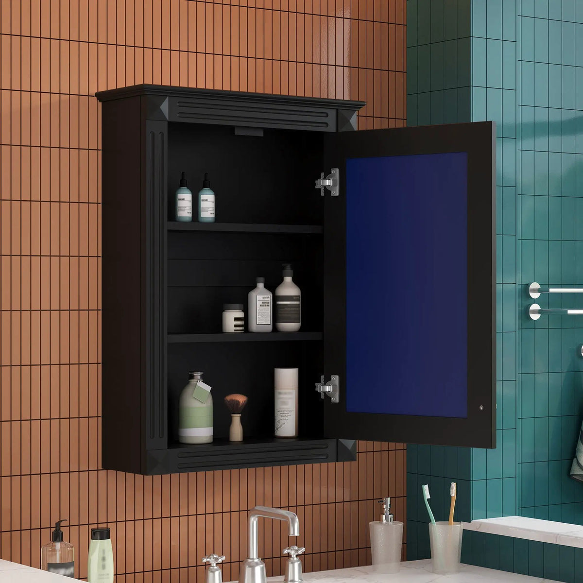 Over-Toilet Medicine Cabinet | Wall Mounted | Full-Length Mirror | Height-Adjustable Shelf
