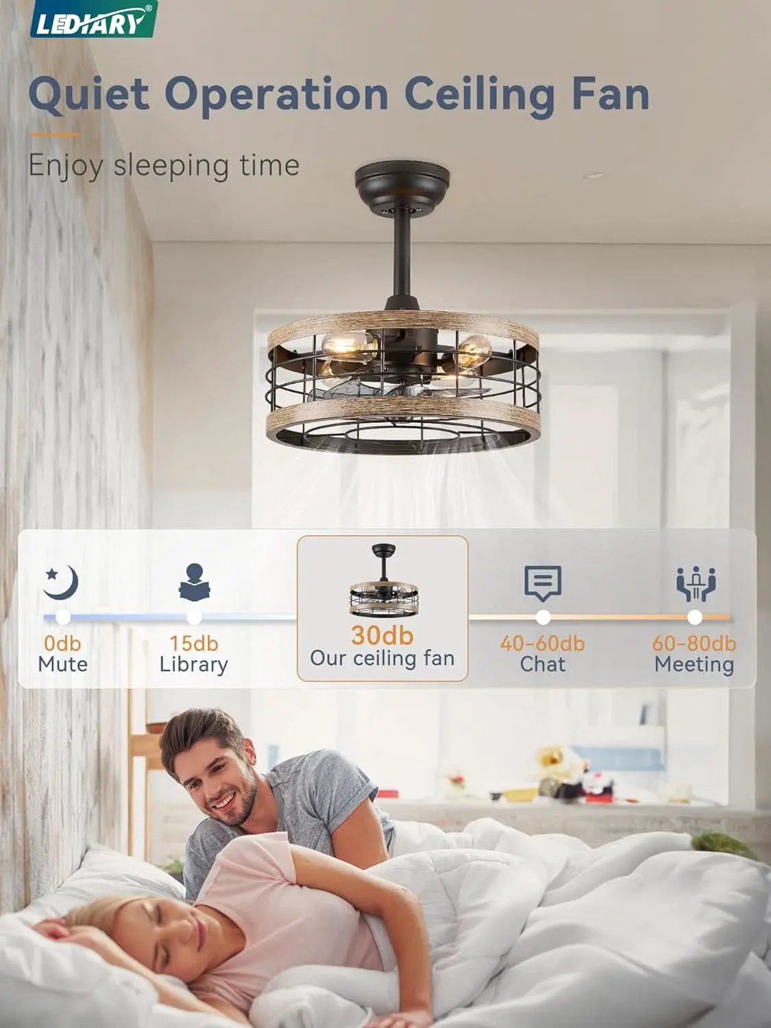 16.5 Inch Rustic Brown Caged Ceiling Fan With Light from PriceLows™