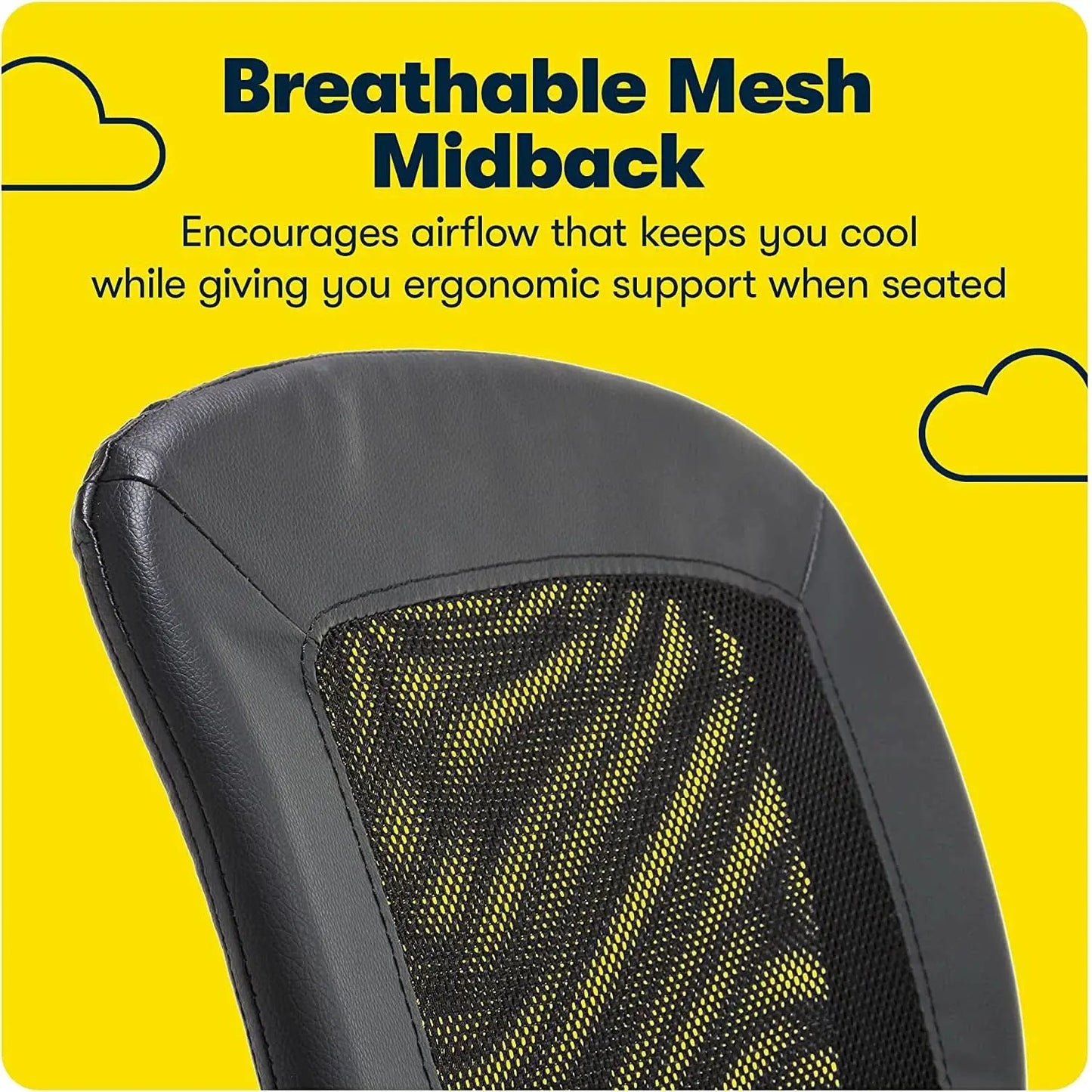 Armless Desk Chair With Mesh Back And Wheels Black from PriceLows™