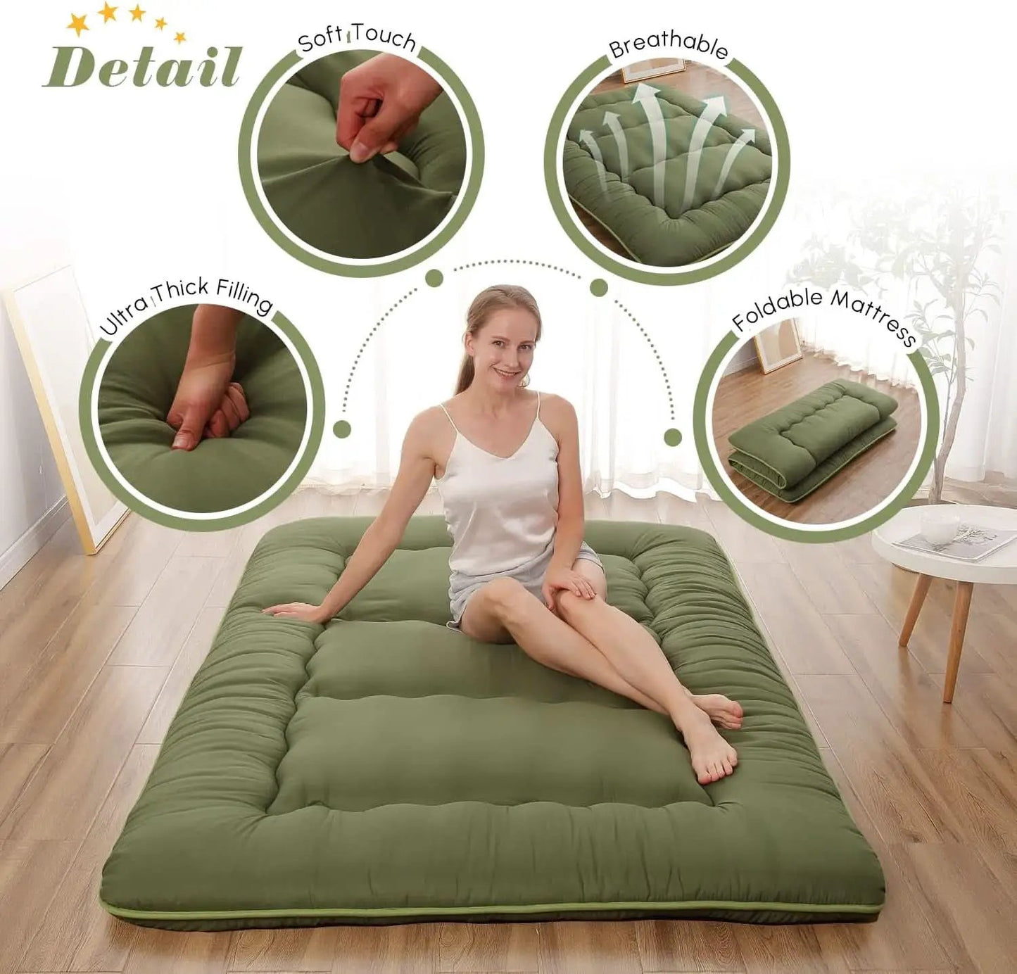 Twin Futon Mattress Portable Thick Roll-Up Floor Comfort from PriceLows™