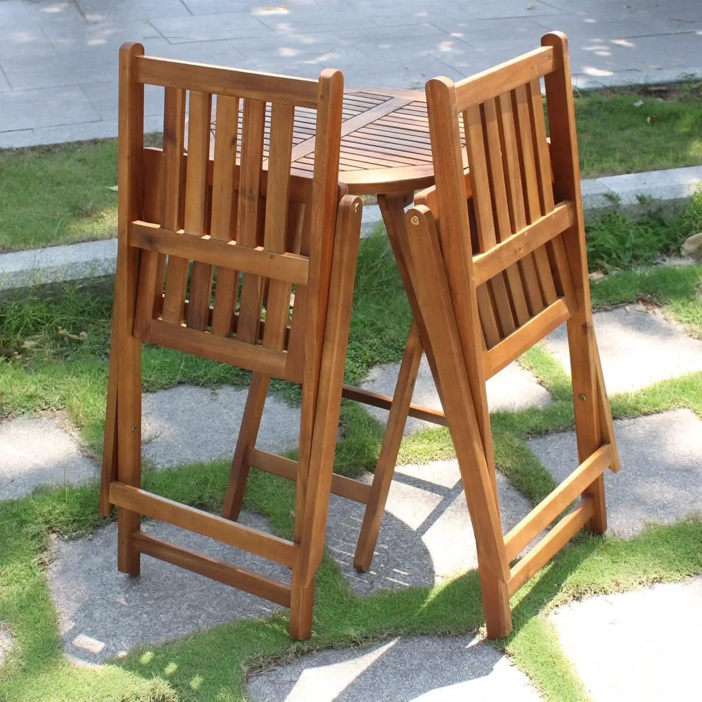 Acacia Round Folding Bistro Table And Chair Set Outdoor from PriceLows™