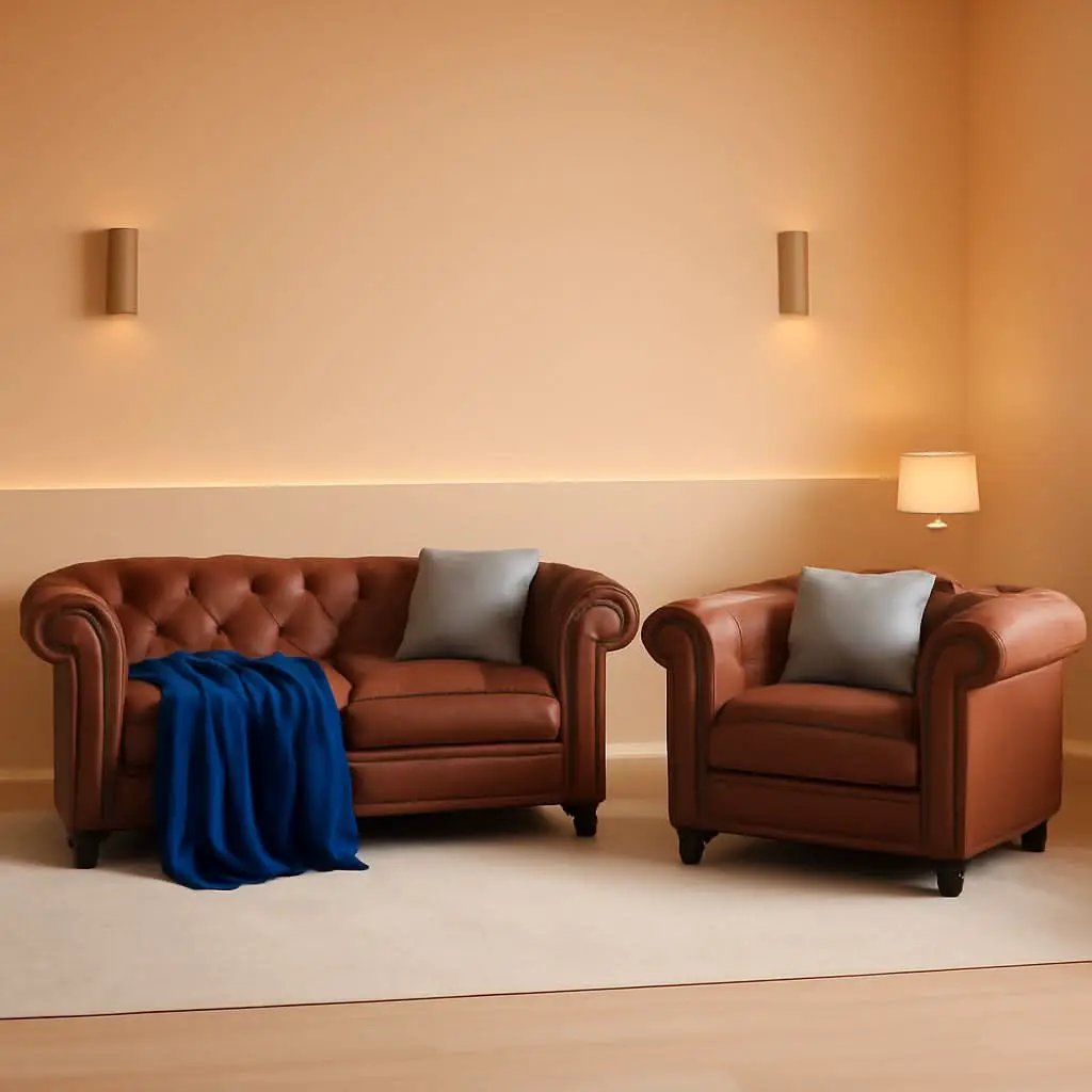 PU Brown Leather Modular Sectional Sofa Tufted Cushions from PriceLows™
