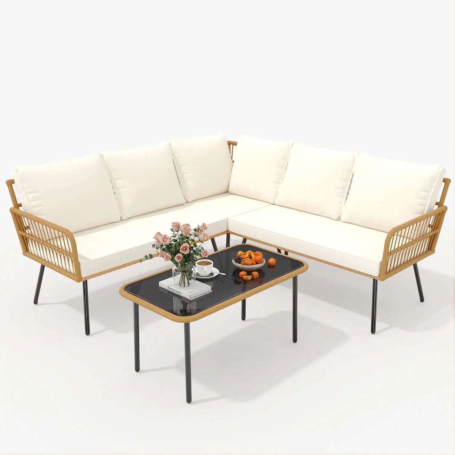 Wicker Patio Furniture Set with Cushions for Outdoor from PriceLows™