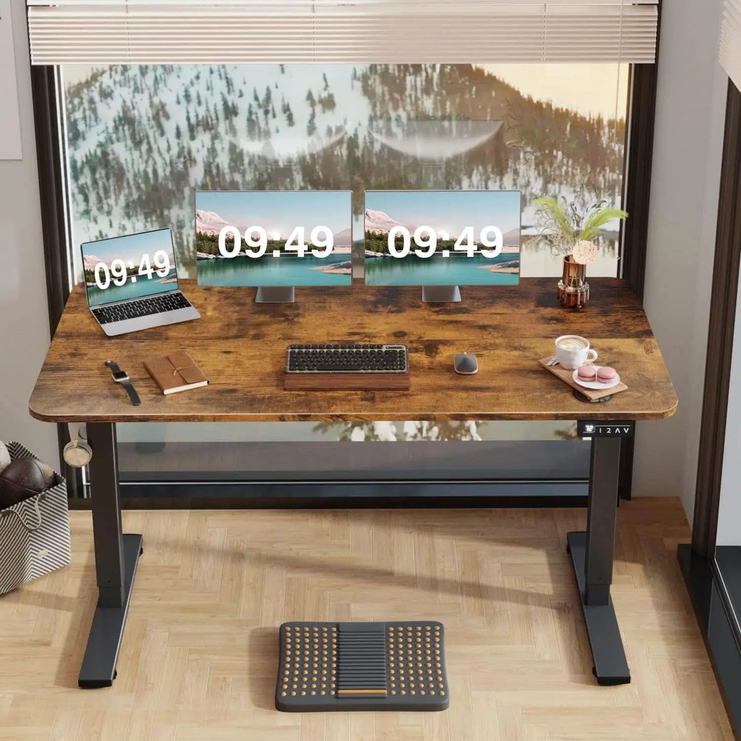 Electric Height Adjustable Standing Desk 55 X 24 Inch With Memory Presets from PriceLows™