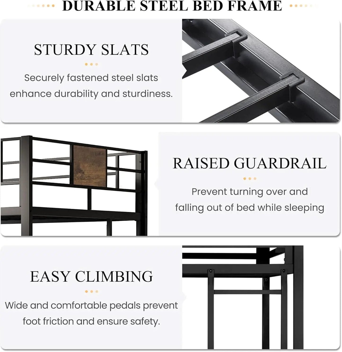 Twin Loft Bed With Ladder And Guard Rail In Rustic Style from PriceLows™