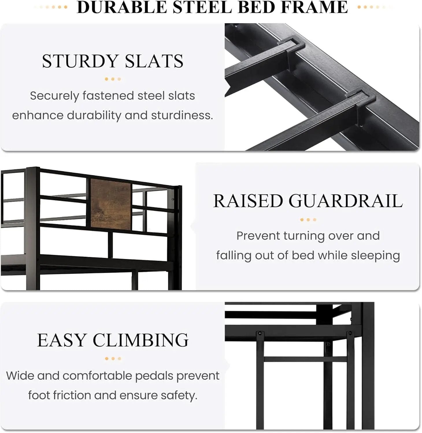 Twin Loft Bed With Ladder And Guard Rail In Rustic Style from PriceLows™