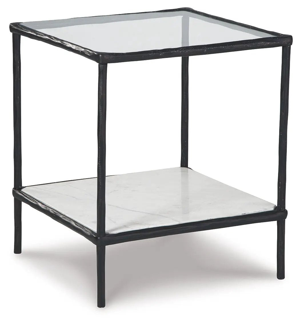 Ryandale Accent Table | Glass Tabletop | Classic Design | Textural Base