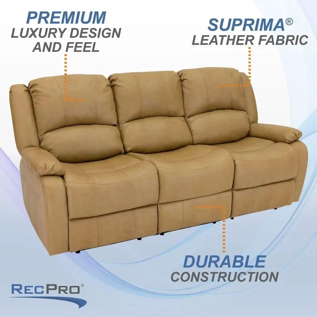 80 Inch RV Triple Recliner Sofa With Wall Hugger Console from PriceLows™