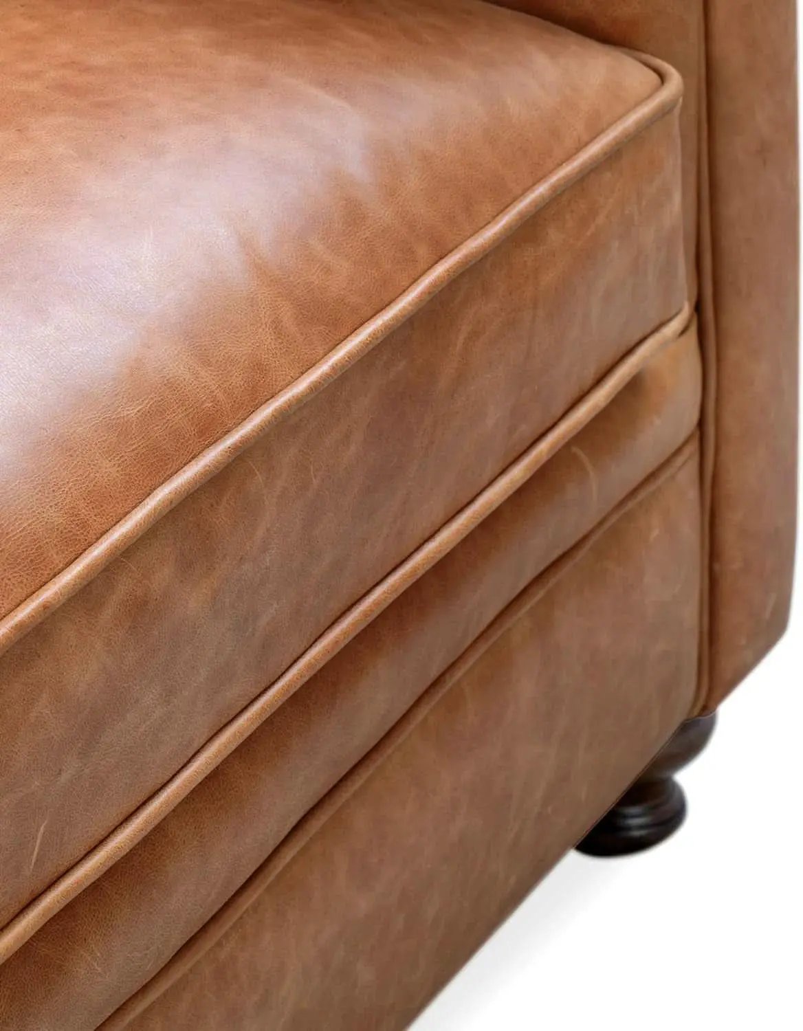 Lyon 87.4 Inch Cognac Tan Sofa Full Grain Leather Finish from PriceLows™