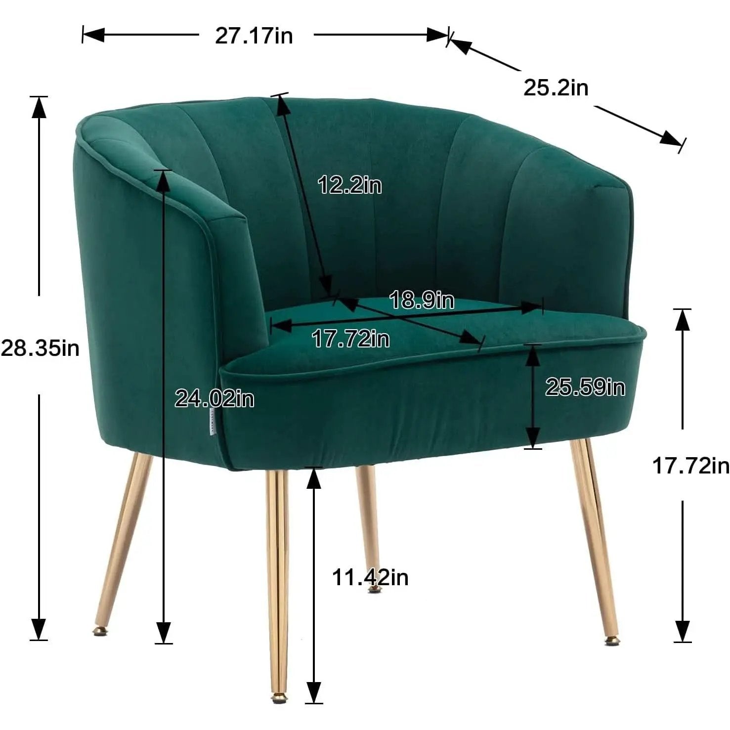Green Velvet Accent Chair With Gold Legs For Living Room Furniture from PriceLows™