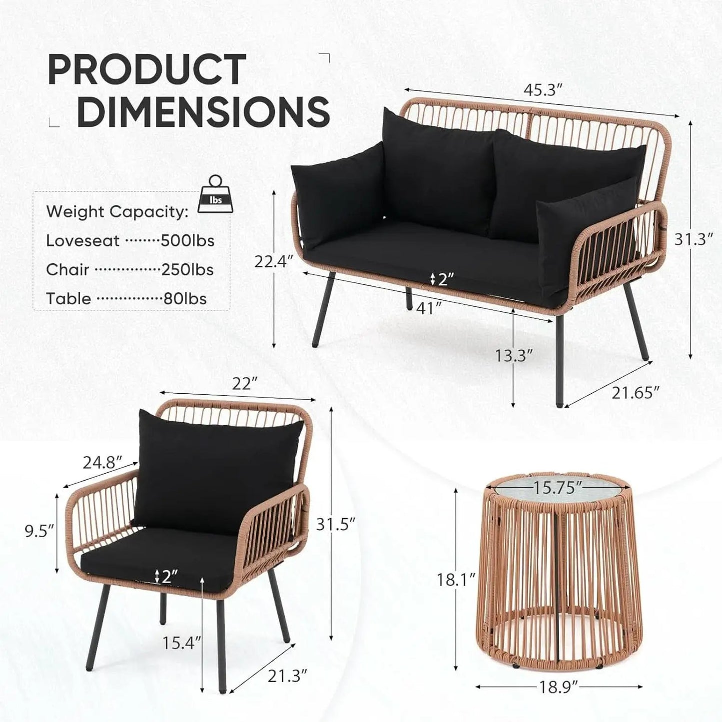 Stylish Four Piece Outdoor Wicker Patio Furniture Set from PriceLows™