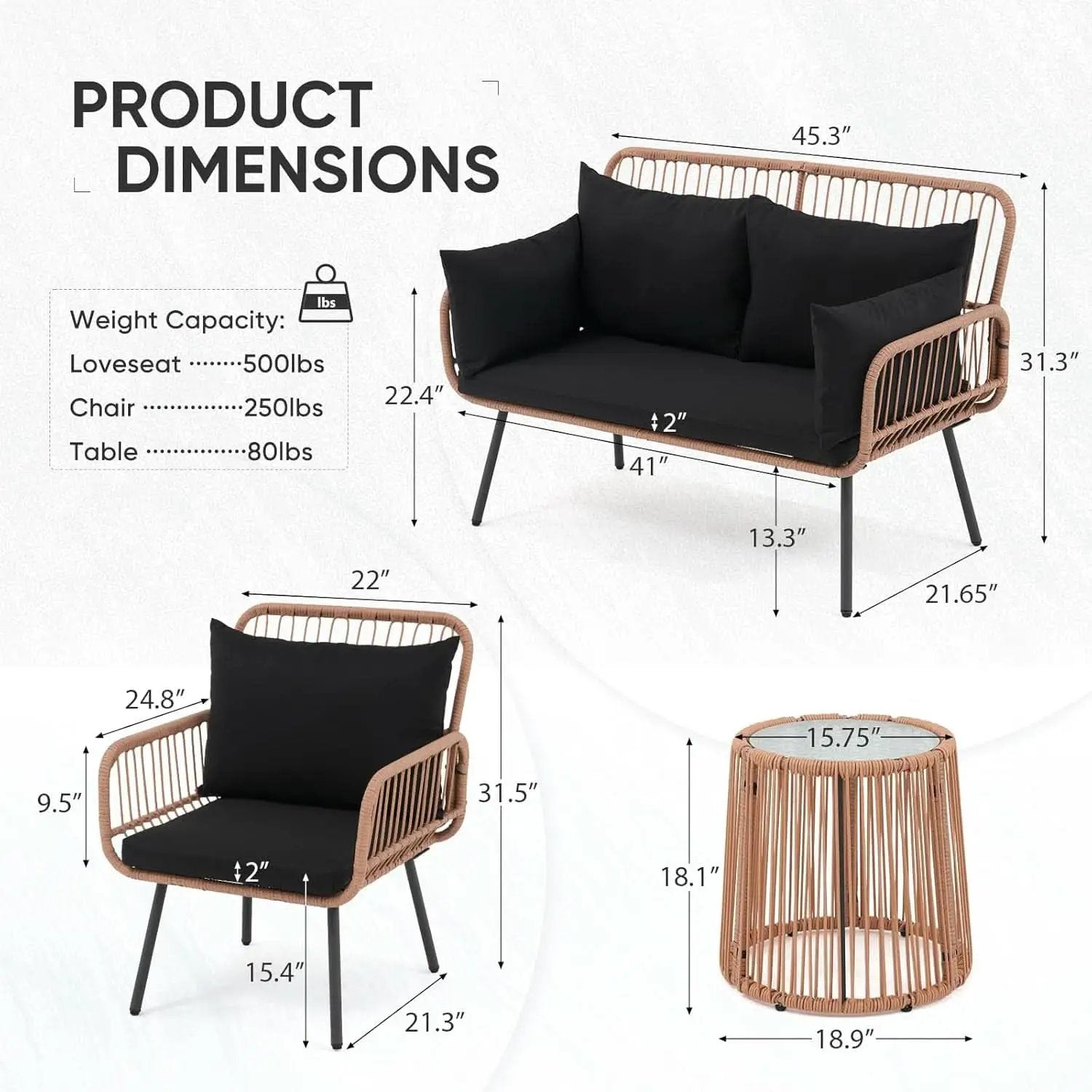 Stylish Four Piece Outdoor Wicker Patio Furniture Set from PriceLows™