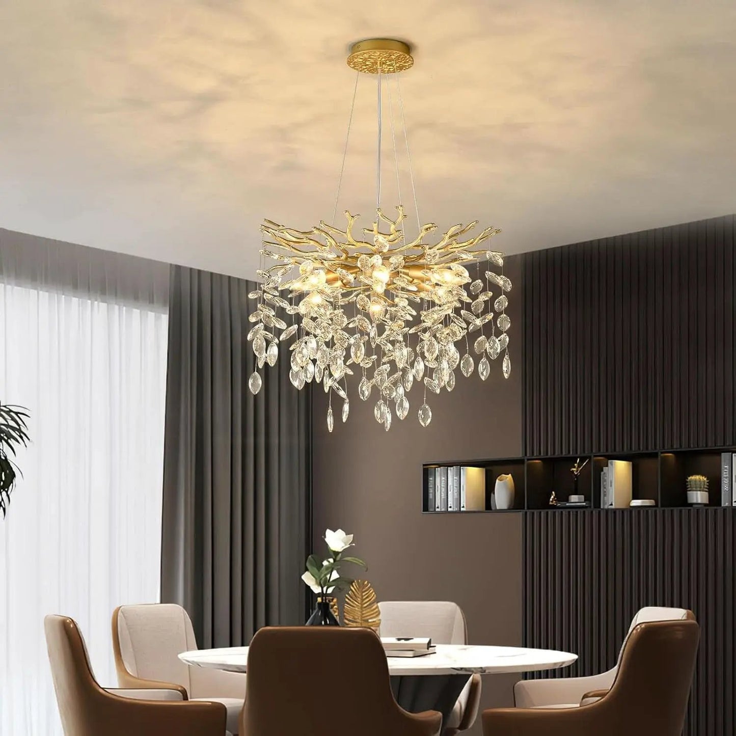 Gold Crystal Tree Branch Chandelier 18 Inch K9 Crystals from PriceLows™