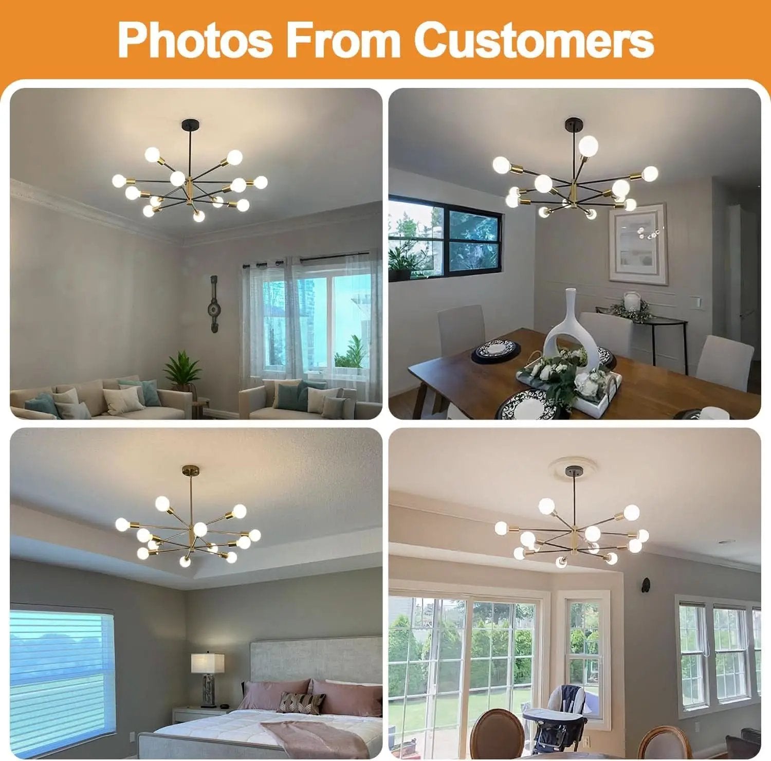 33 Inch Modern Black Gold Chandelier 12 Light Adjustable from PriceLows™