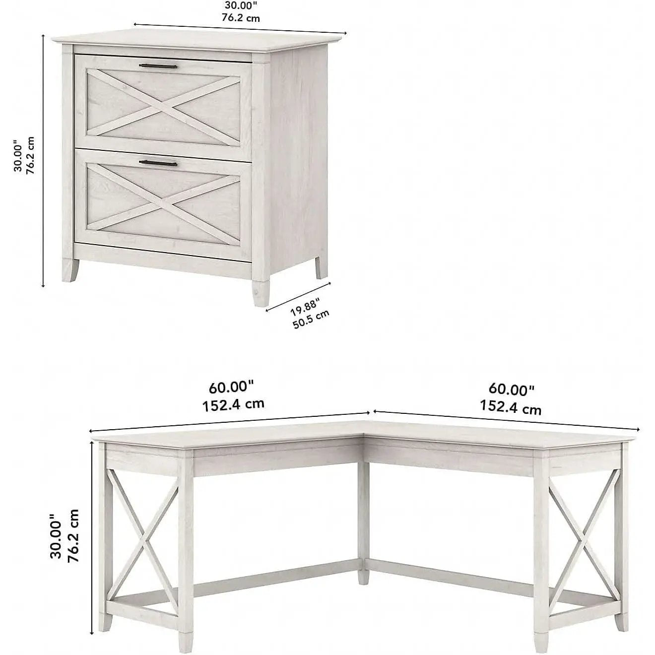 60W L Shaped Desk With Mobile File Cabinet For Home Office from PriceLows™