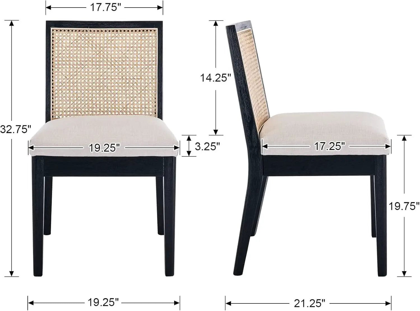 Rattan Dining Chairs Set Of Six Two Tone Black Cream Finish from PriceLows™