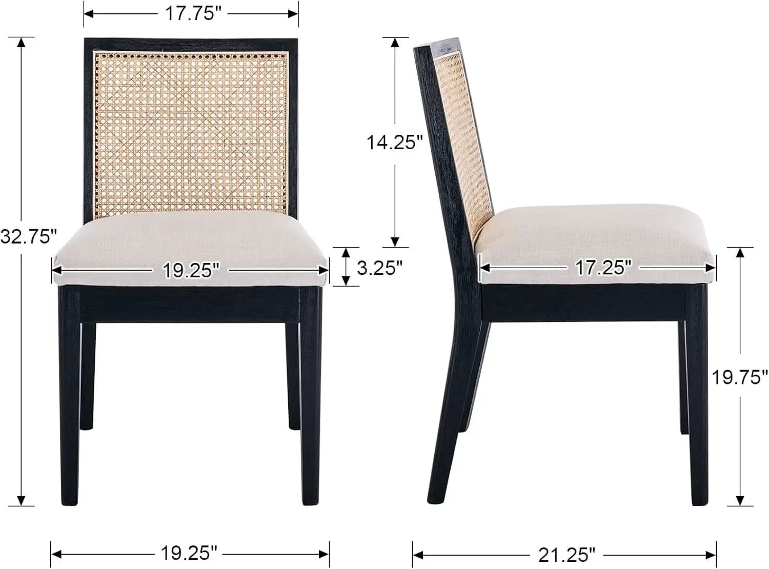 Rattan Dining Chairs Set Of Six Two Tone Black Cream Finish from PriceLows™