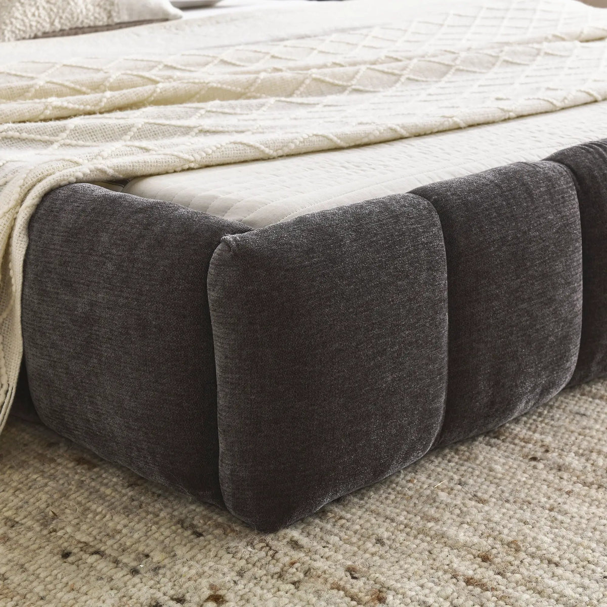 Modern Platform Storage Bed Frame | Thick Fabric Upholstery | Soft Headboard | Solid Construction