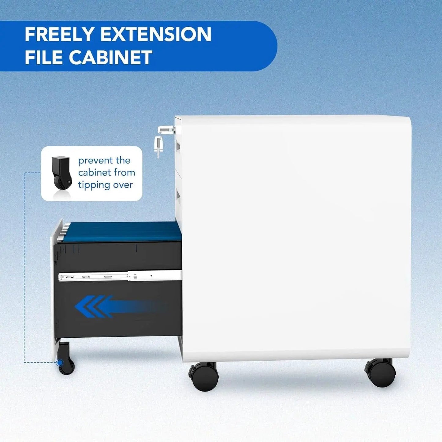 Mobile File Cabinet Home Office 3 Drawer White Under Desk from PriceLows™