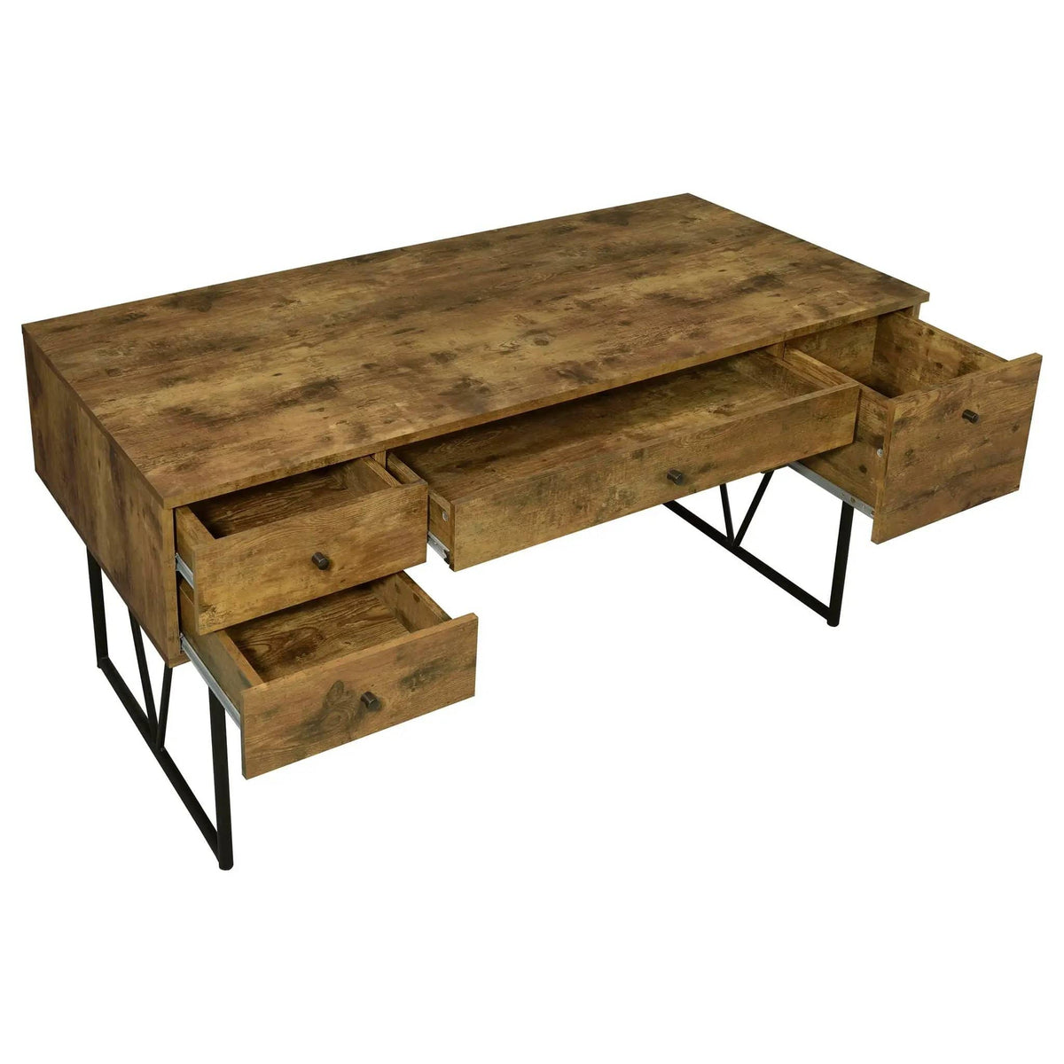 Analiese 63-inch 4-drawer Writing Desk Rustic Nutmeg | 63 x 28.75 x 30.5 in | Engineered Wood & Metal | Home Office
