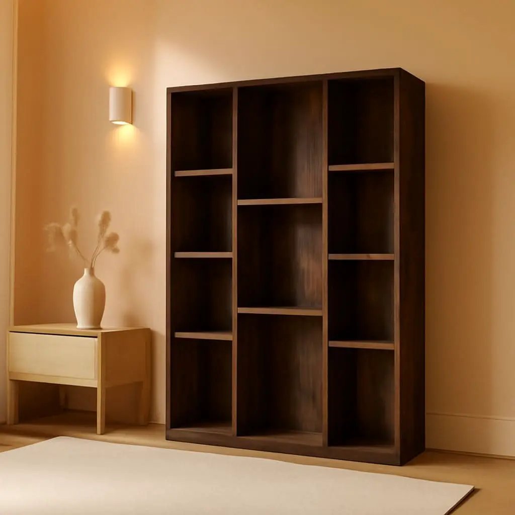 Luder 11-Cube Amber Pine Bookcase For Living Room Storage from PriceLows™