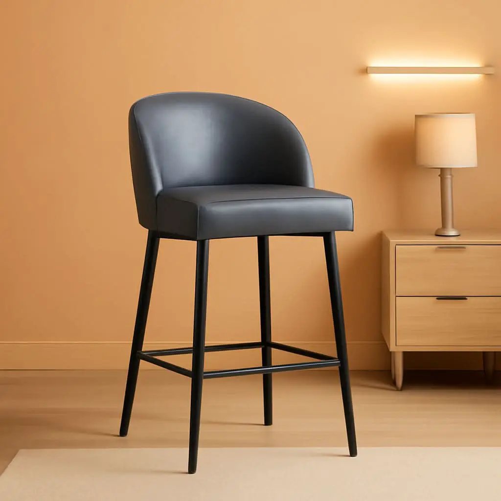 Counter Height Bar Stools 3 Pack Blue Faux Leather Swivel from PriceLows™