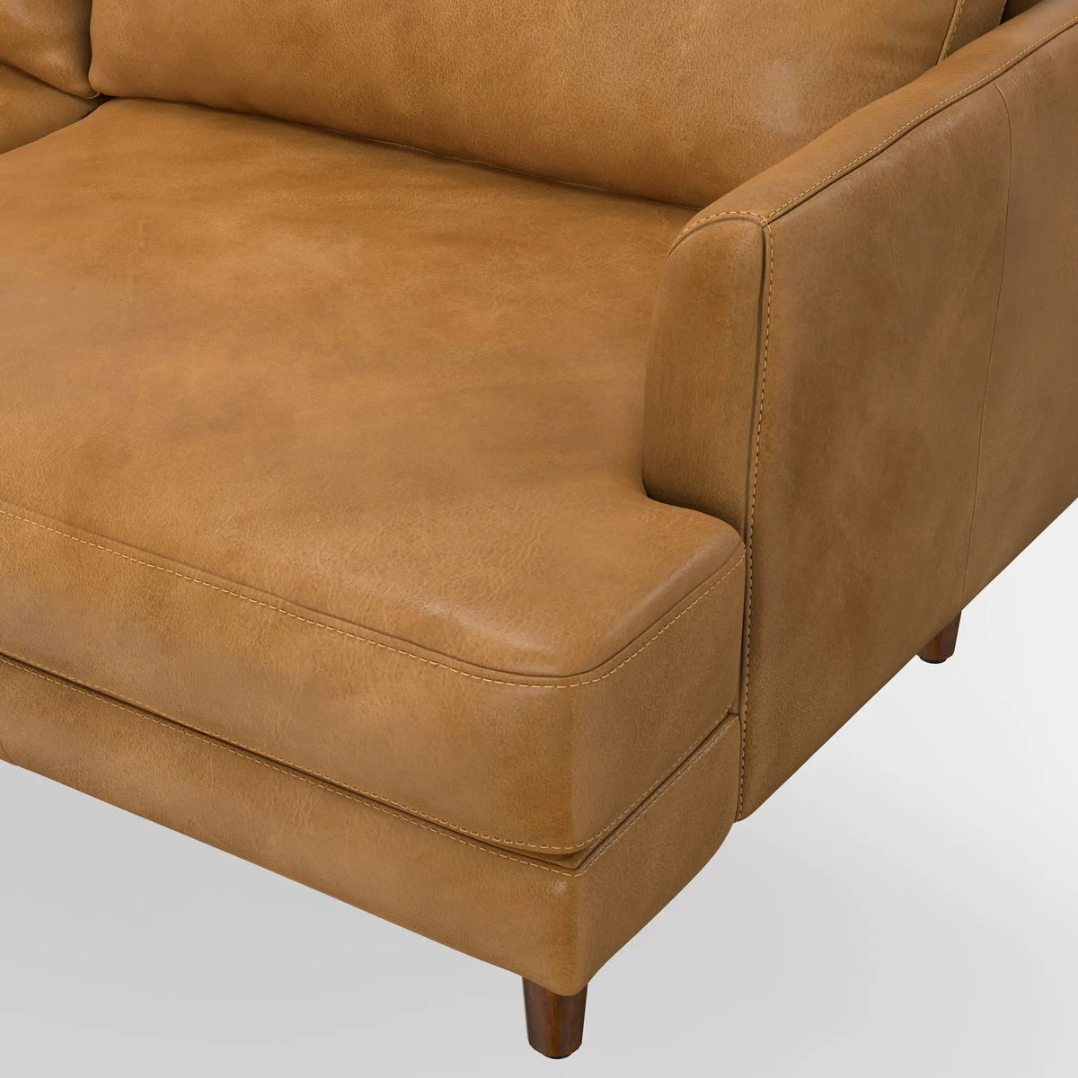 Livingston Upholstered Sofa | Genuine Aniline Leather | 7 Inch Thick Cushions | 76 Inch Length