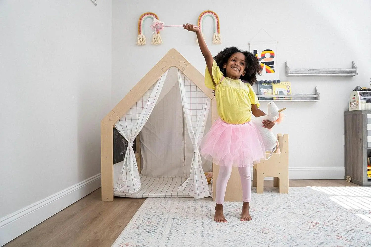 Wooden Montessori Style 5 In 1 Large Playhouse Windowpane from PriceLows™