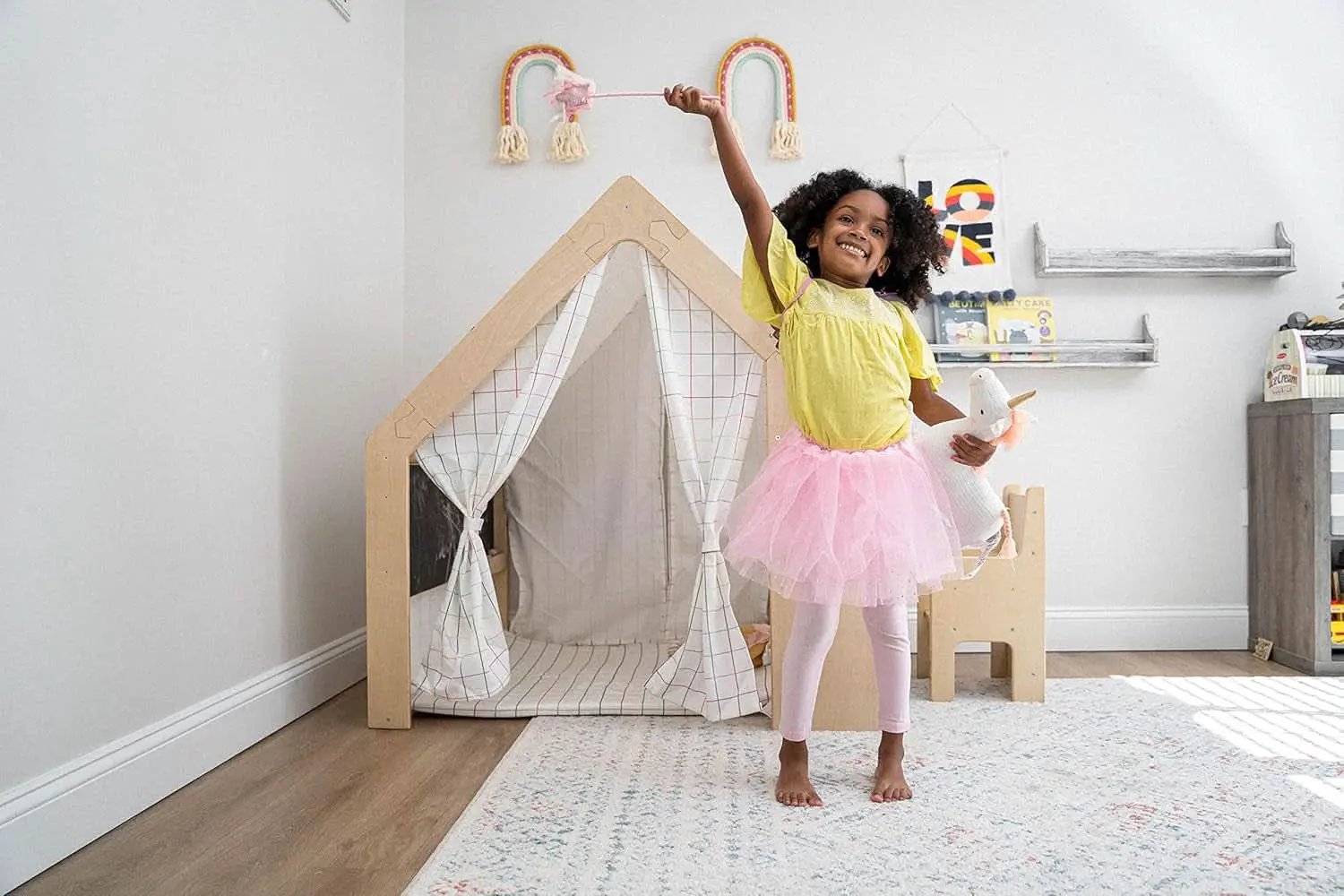 Wooden Montessori Style 5 In 1 Large Playhouse Windowpane from PriceLows™