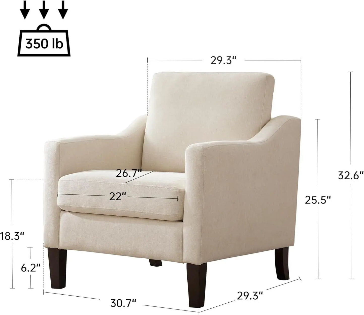 Beige Upholstered Mid Century Modern Accent Armchair from PriceLows™