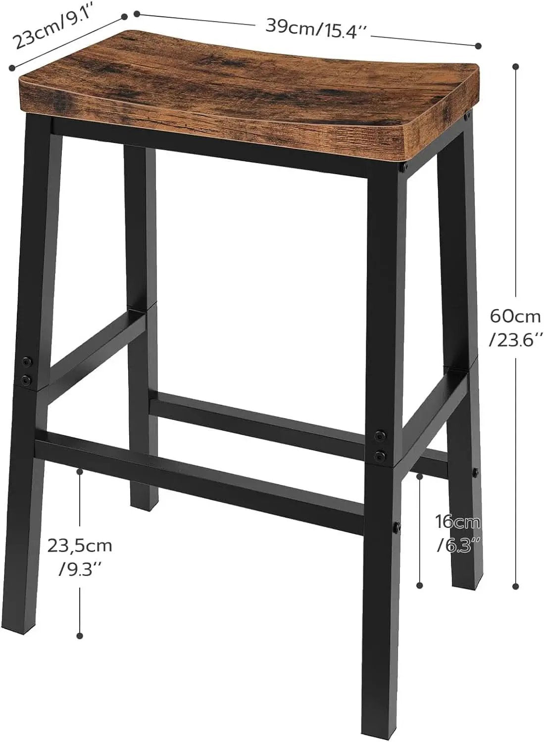 Bar Stools Set Of 2 23.6in Rustic Brown Kitchen Counter from PriceLows™