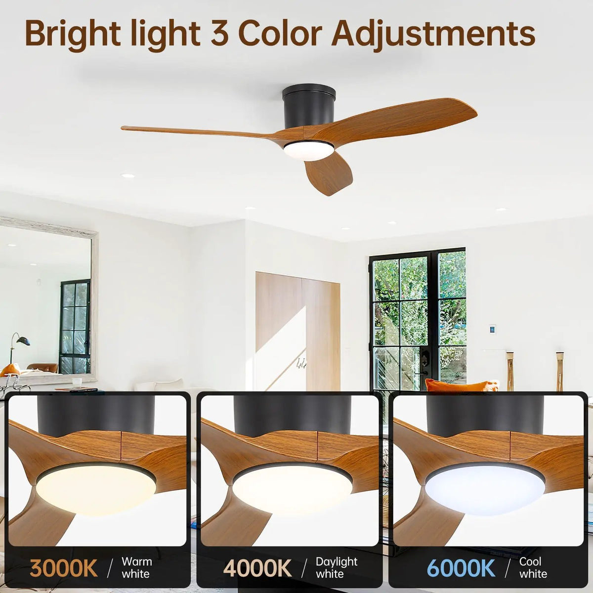 Black Smart Ceiling Fan | 52 Inch Span | Voice Phone And Remote Control | Dimmable LED