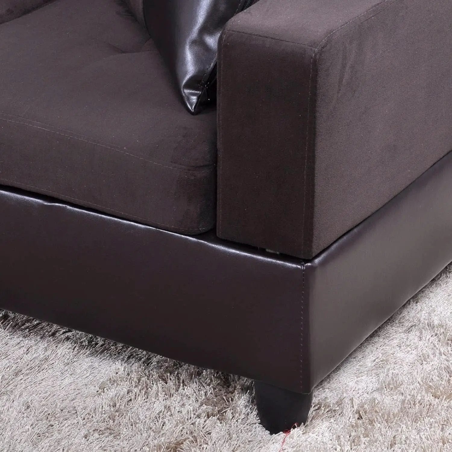 Espresso L Shaped Sectional Sofa Set Left Hand Facing from PriceLows™