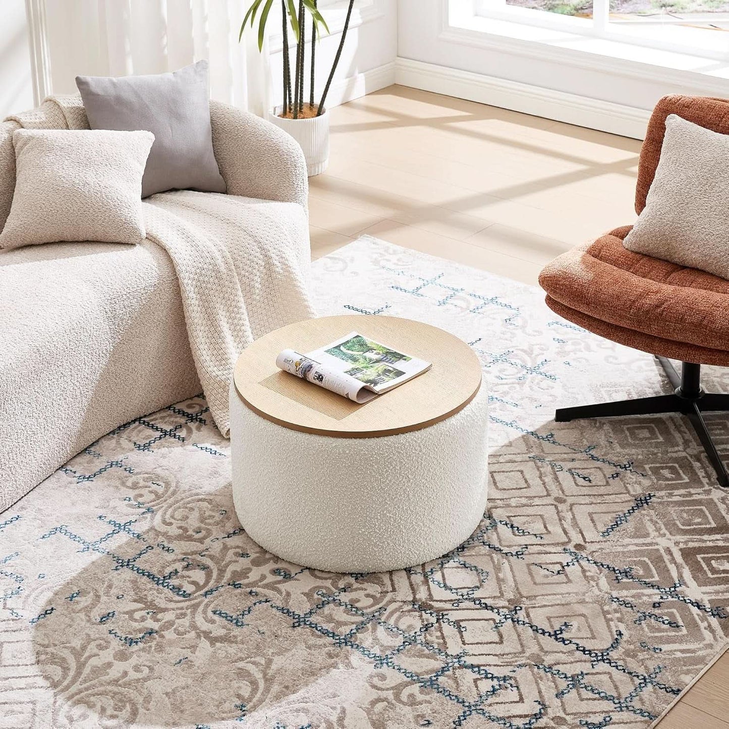 21 Inch Round Ottoman With Ample Storage Compartment from PriceLows™